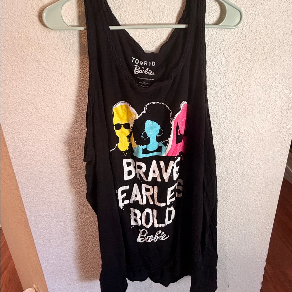 torrid Black Graphic Tank with Yellow Blue Pink Accents